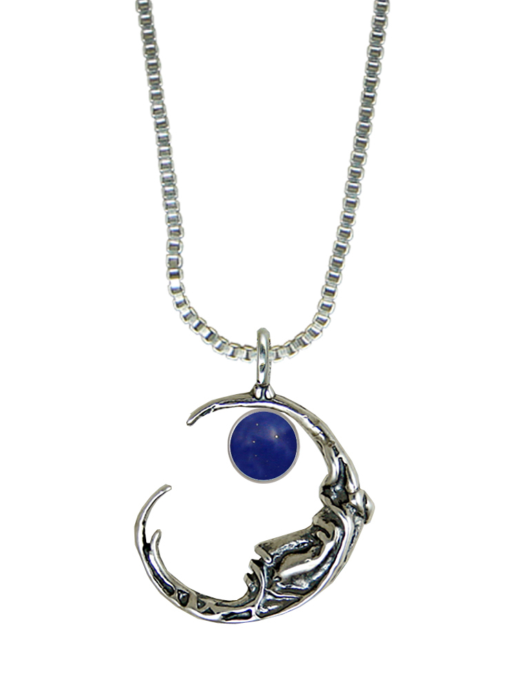 Sterling Silver Mysterious Moon Pendant With Lapis Lazuli